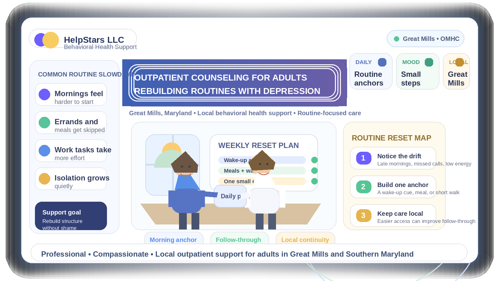 How Outpatient Mental Health Counseling Can Help Adults With Depression Rebuild Daily Routines in Great Mills, Maryland