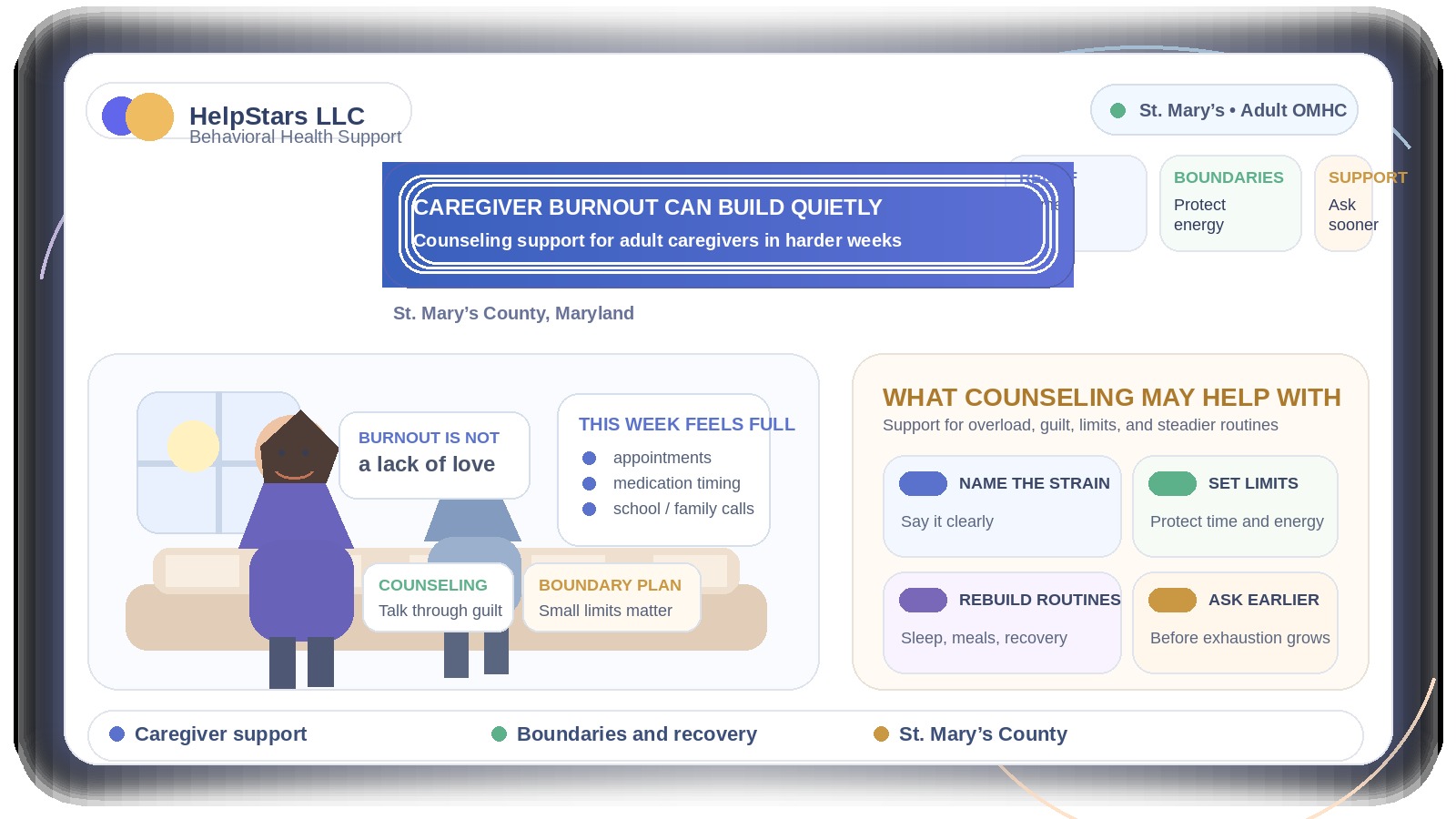 How Outpatient Mental Health Counseling Can Help Adults Cope With Caregiver Burnout in St. Mary’s County, Maryland