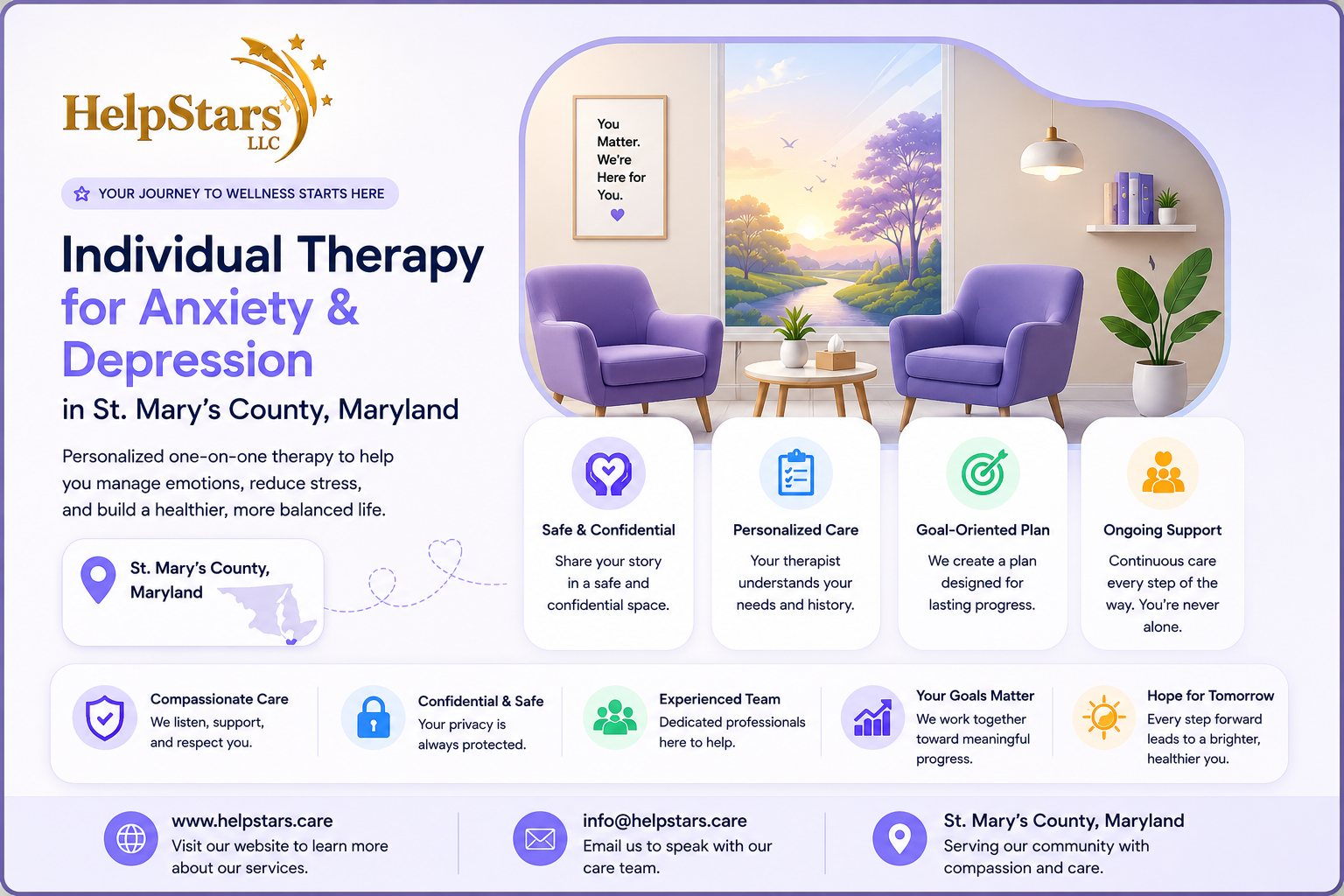 How Individual Therapy Helps Adults Manage Anxiety and Depression in St. Mary’s County, Maryland
